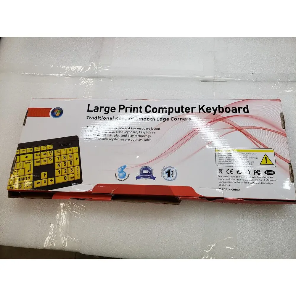 Large Print Keyboard - USB Wired Yellow High Contrast Keys. Vision Helper - Picture 10 of 12
